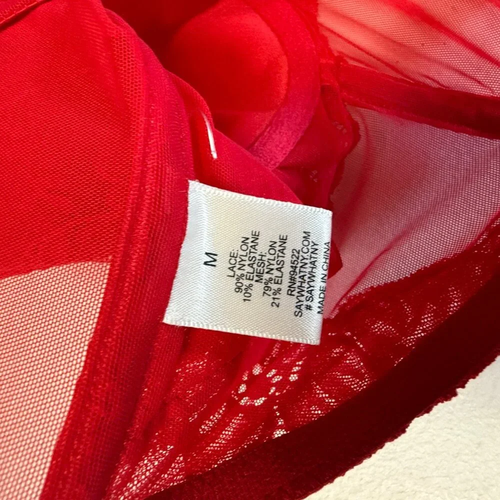 Say What Corset Crop top, Lace, Red, Medium - Picture 5 of 7